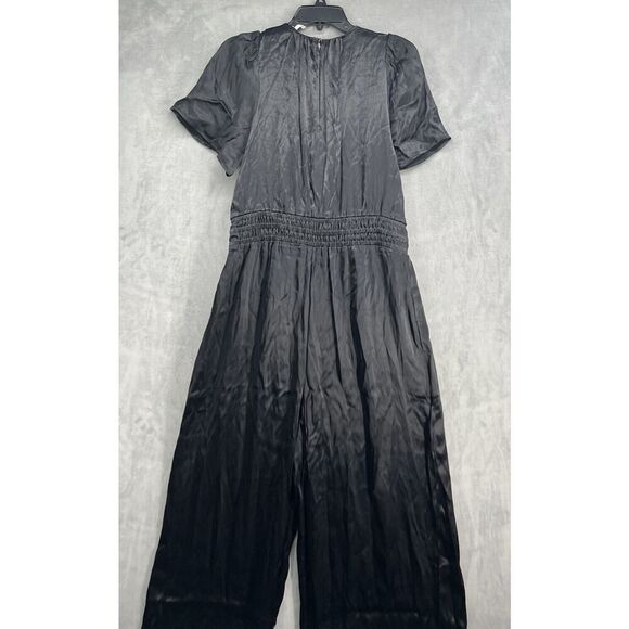 Anthropologie The Somerset Jumpsuit Size Medium Tall Inseam Satin Black - Picture 7 of 12